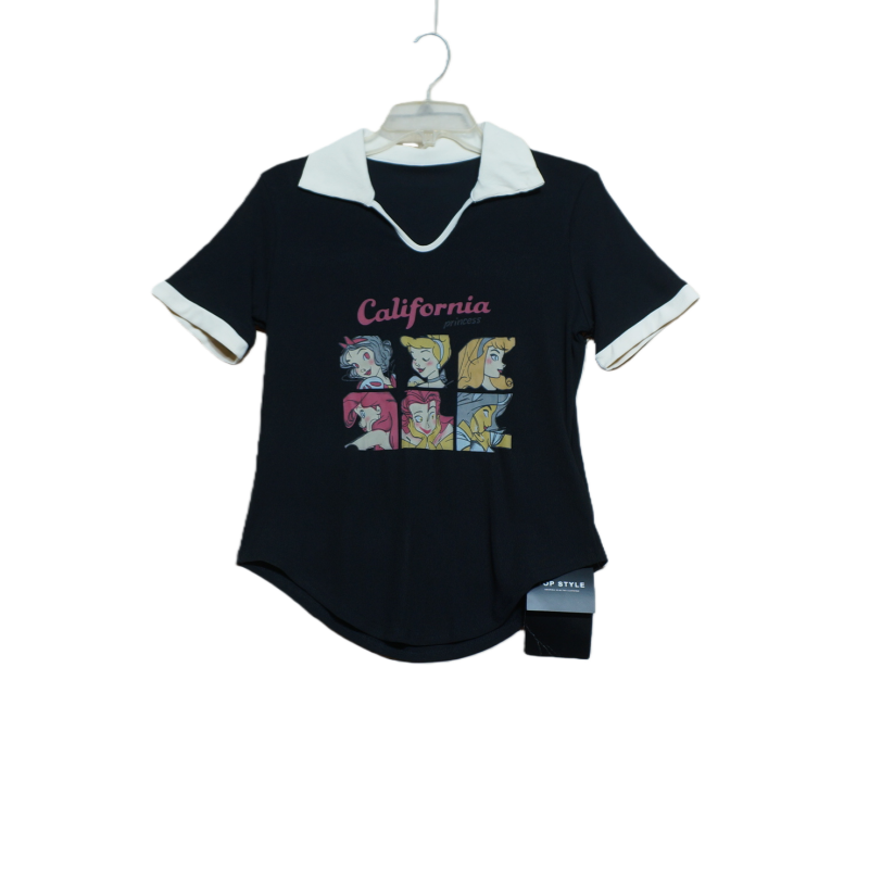 美式卡通印花POLO衫女短袖翻领