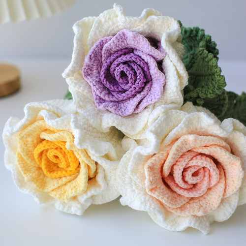 手工diy泰国玫瑰花束编织材料包