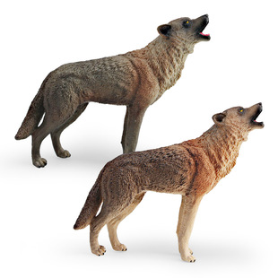 儿童仿真野生动物野狼模型实心咆哮狼棕狼青狼装饰摆件玩具