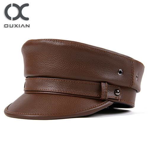 秋冬德国真皮船长帽平顶帽子男