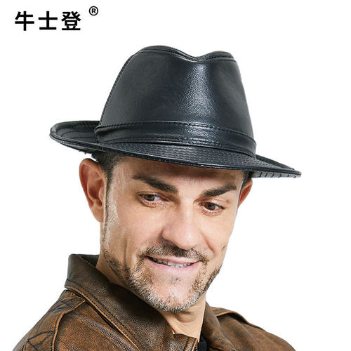 真皮礼帽中老年人秋冬季男士