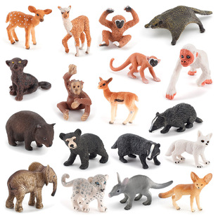 仿真野生动物模型儿童认知坐獾松鼠猴长臂猿袋熊摆件