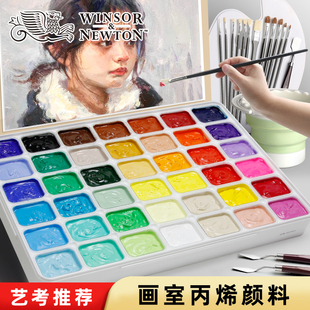 温莎牛顿丙烯颜料套装 42色80ml学生校艺考生彩色颜料美术生专用色彩绘梦丙烯颜料果冻丙烯绘画颜料
