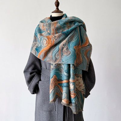 围巾女款2024新款秋冬季提花工艺