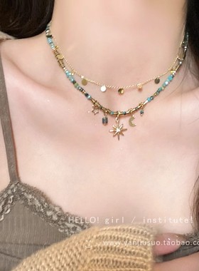 复古串珠叠戴项链女款轻奢小众