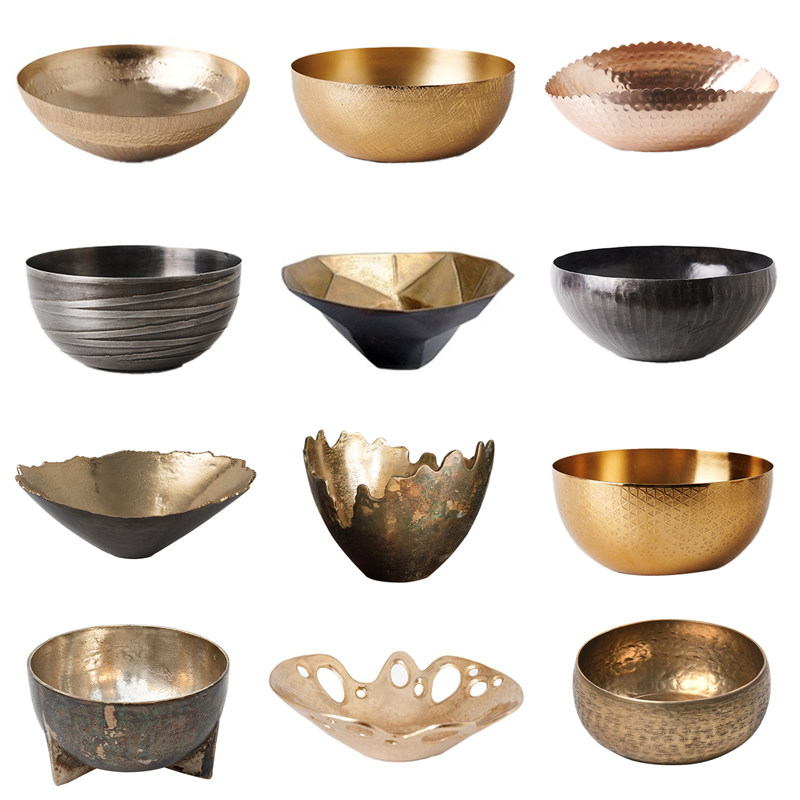 印度进口金属碗形果盘摆件样板间客厅茶几金色收纳器皿花器装饰品,家居饰品,果盘/果篓,淘宝优惠券,粉丝福利购,淘宝优惠卷