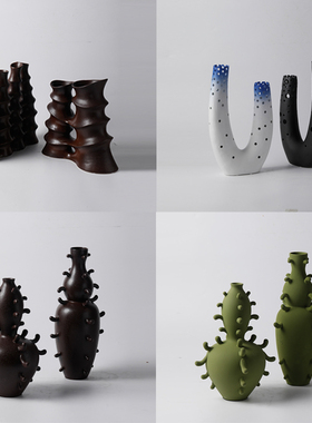 北欧陶瓷葫芦形花器摆件花瓶装饰