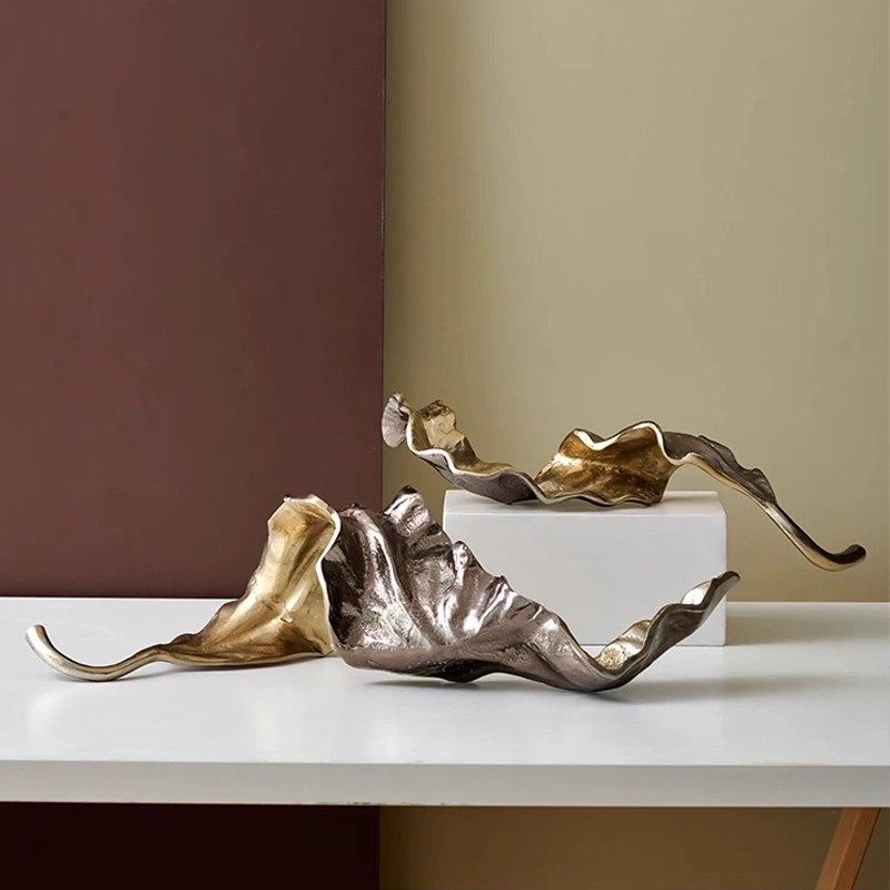 印度进口铝制古铜色树叶子造型装饰果盘摆件简约轻奢客厅玄关饰品,家居饰品,装饰摆件,淘宝优惠券,粉丝福利购,淘宝优惠卷