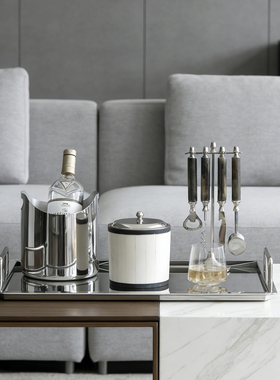 印度进口米白牛骨不锈钢冰桶摆件