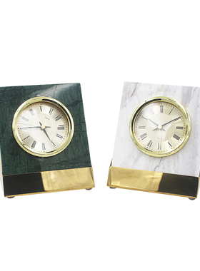 大理石美式风家居客厅时钟摆件