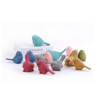 简约纯色可爱小鸟摆件样板间儿童房动物软装 饰品砂岩石雕刻工艺品