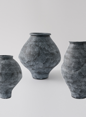 复古做旧中式水墨大肚陶瓷罐花瓶