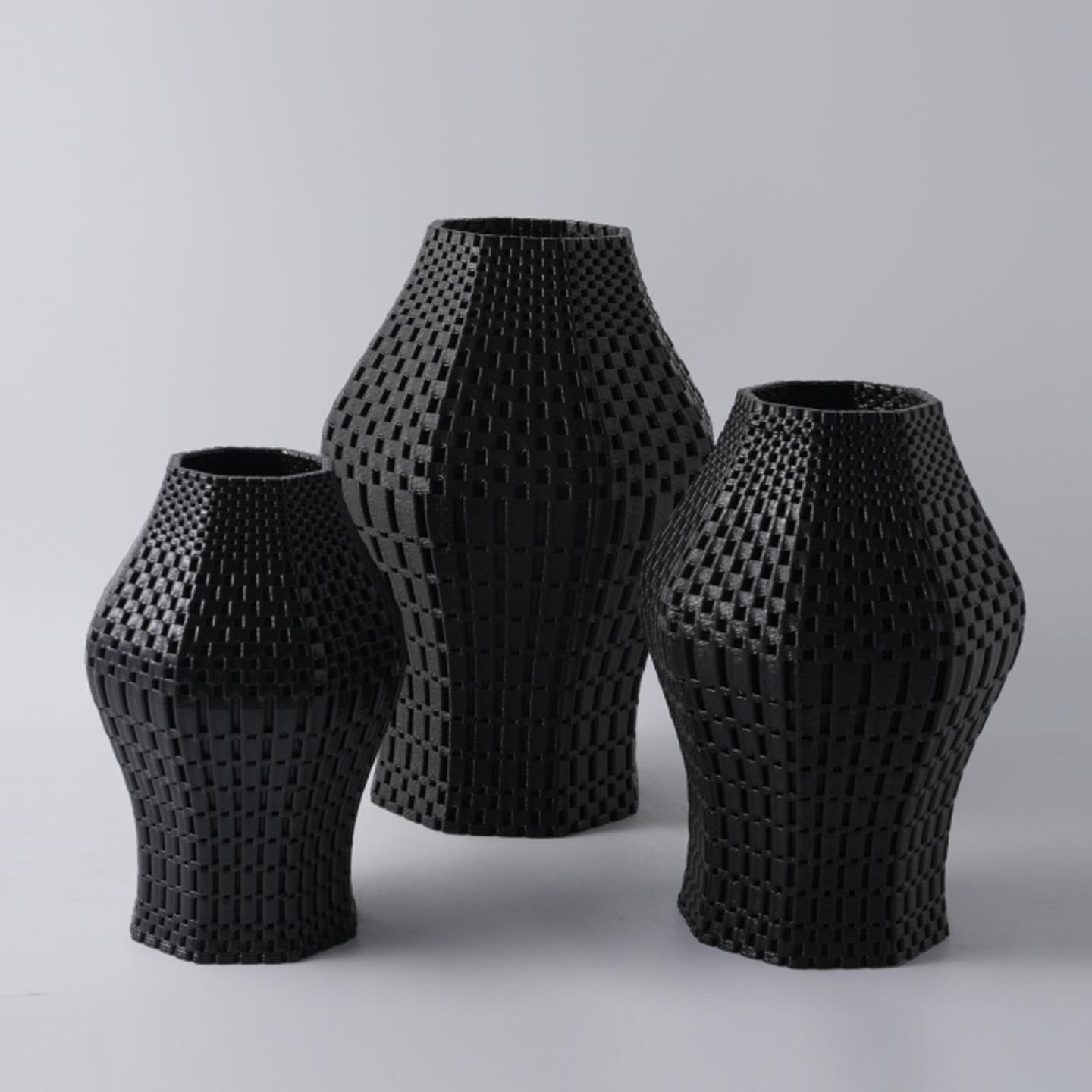 3D打印陶瓷黑色编织纹陶瓷花瓶