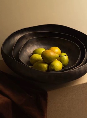 进口铝制不规则卷边大托盘摆件