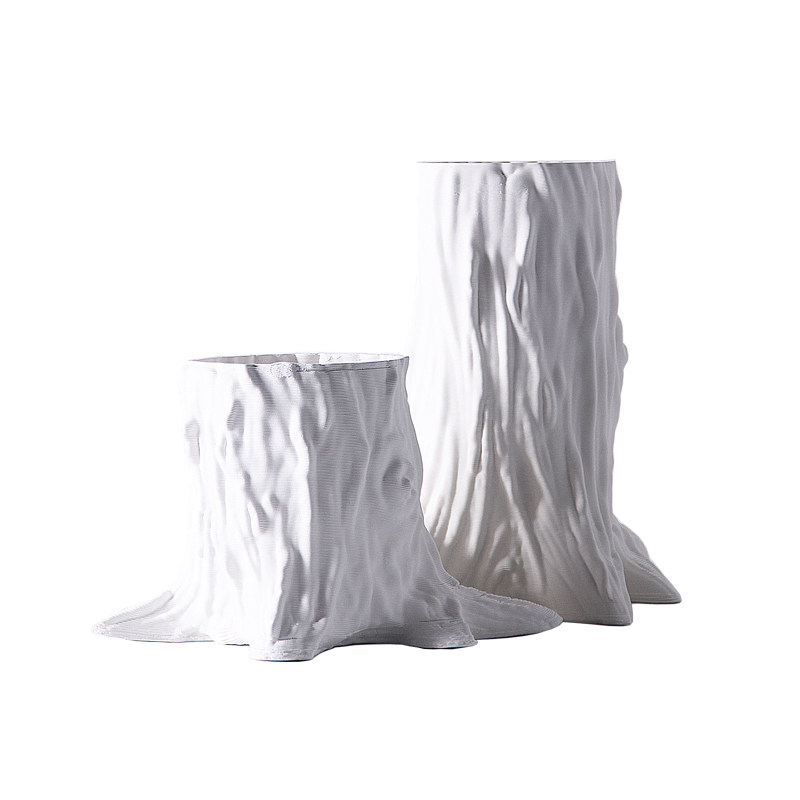 树根陶瓷插花器摆件现代简约家居样板房间酒店客厅褶皱树皮纹花瓶