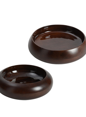 新中式复古进口咖色木质碗果盘