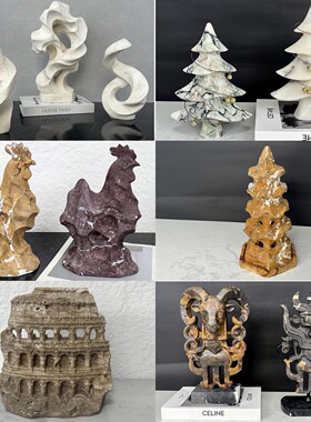 天然大理石抽象雕塑摆件装饰品