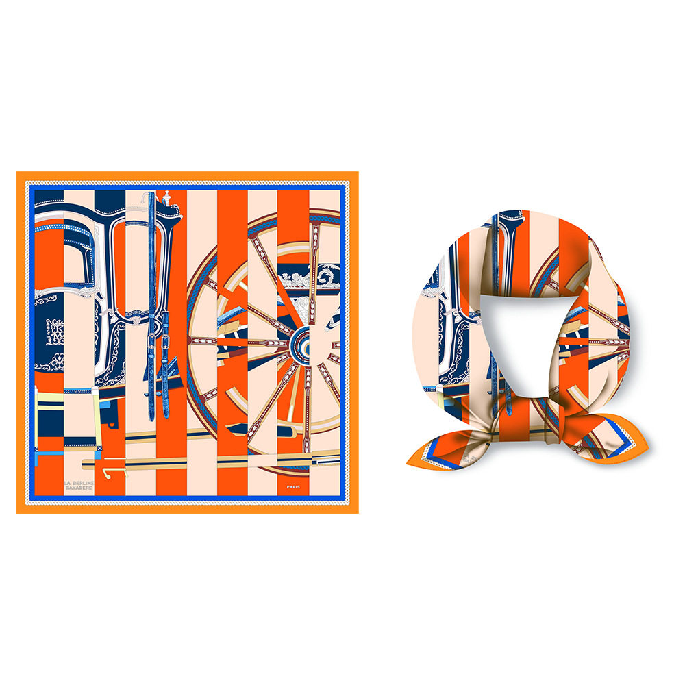 欧美夏季53cm百搭款宫廷马车女士斜纹装饰职业小领巾丝巾方巾围巾