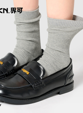 JKN袜子女款夏季堆堆袜薄款透气中筒袜灰色棉袜无骨袜子配小皮鞋