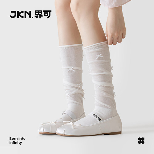 JKN蝴蝶结堆堆袜子女夏季薄款