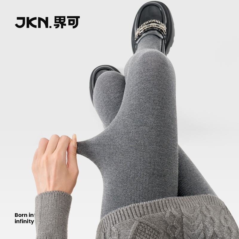 JKN竖条纹显瘦灰色连裤袜女春秋