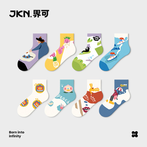 JKN卡通女士袜子短筒春夏款