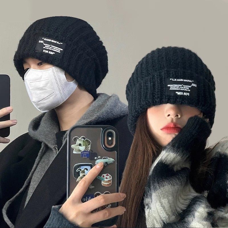 帽子男士秋冬潮毛线帽男款保暖百搭冷帽宽松大头围显脸小针织帽男