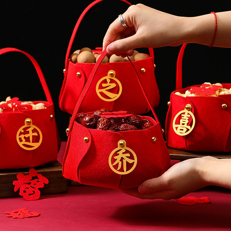 乔迁之喜装饰品新家布置入伙搬家进宅大吉新居入宅仪式手提篮摆件