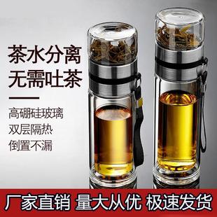 高硼硅双层泡茶玻璃杯耐高温创意网红礼品茶水杯 专享 优质男士