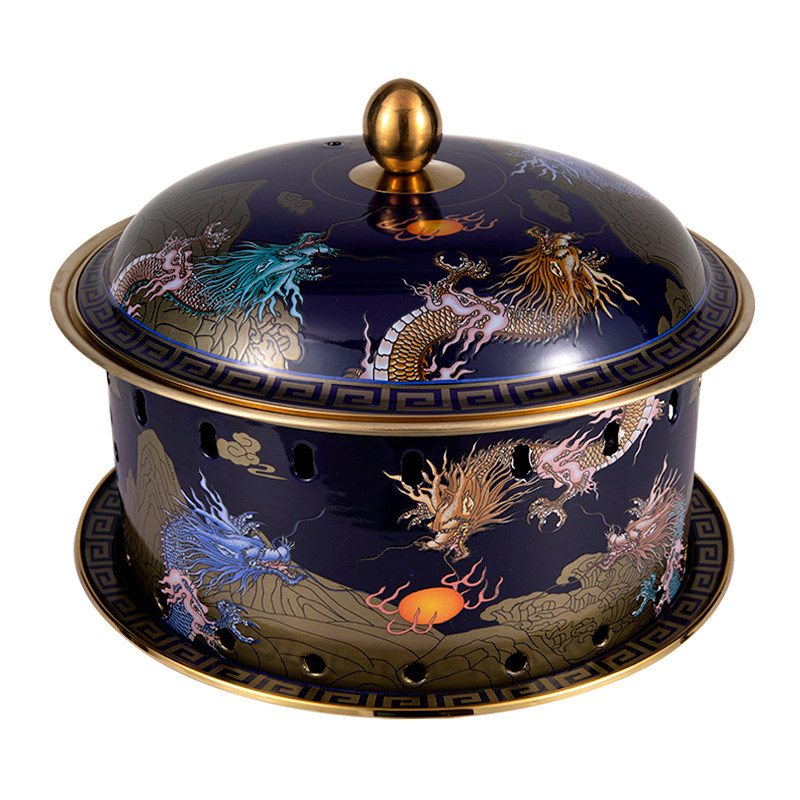 景泰蓝珐琅铜火锅酒精燃环保油御用菊花铜火锅御锅活鱼锅奶茶铜锅