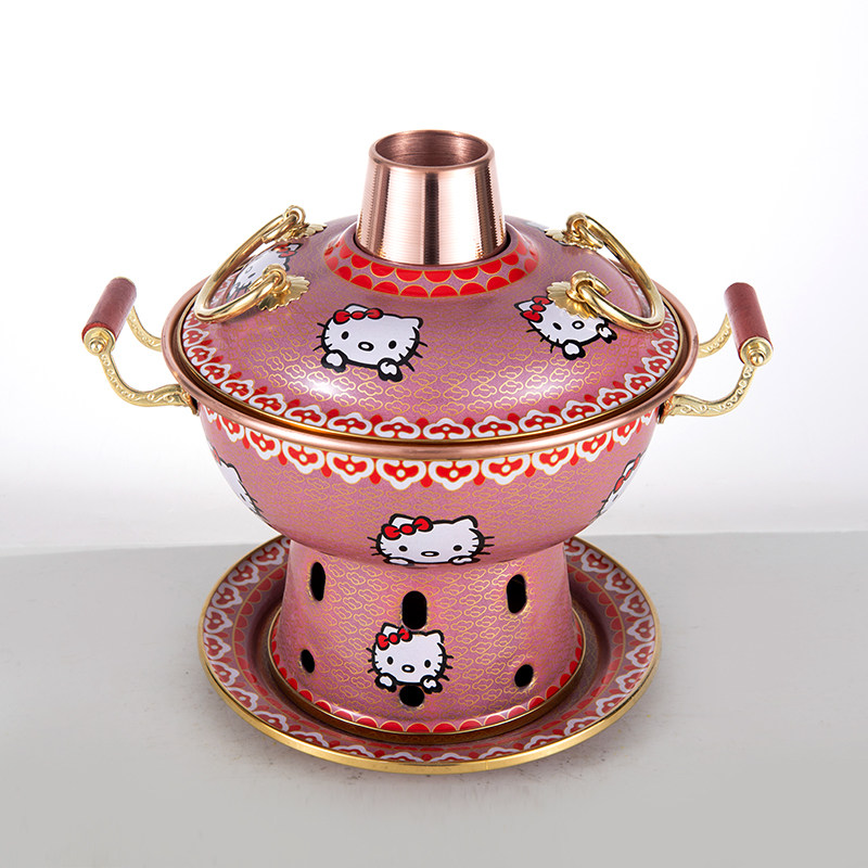 Hellokitty珐琅彩铜火锅环保油铜锅网红同款KT猫单人火锅商用家用