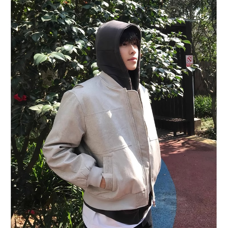 gosnace石灰色飞行员夹克男春秋