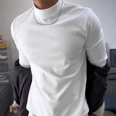 双面德绒半高领打底衫男可外穿