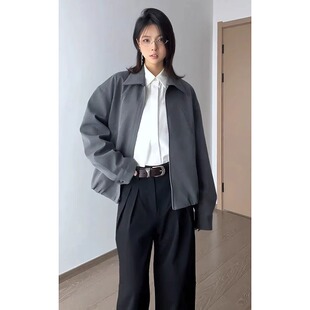 DESERTO翻领开春正肩外套男款高级感情侣廓形短款行政夹克年轻人