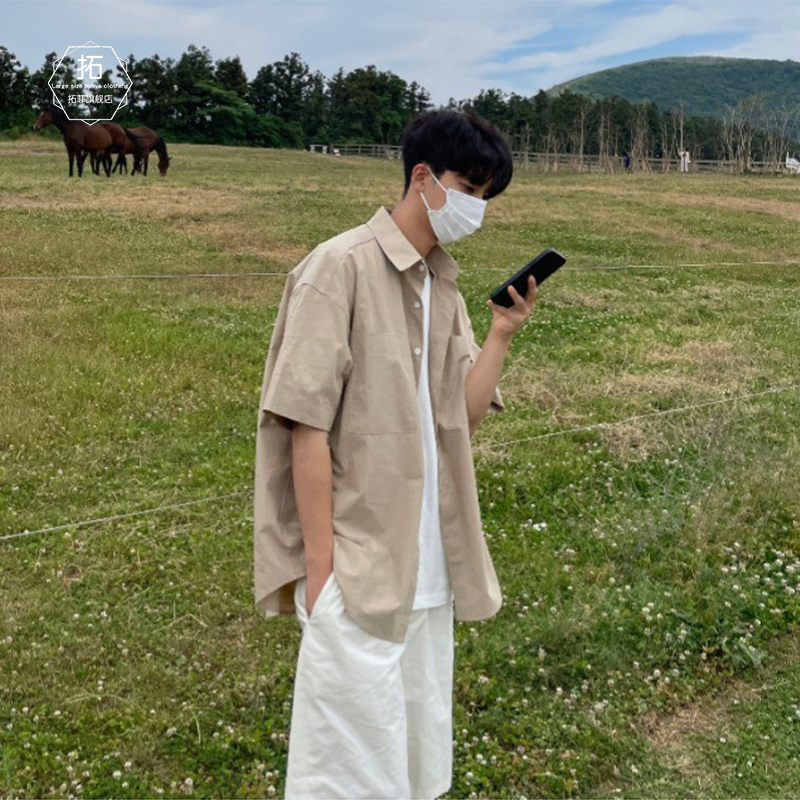 日系cityboy短袖衬衫男夏季潮牌