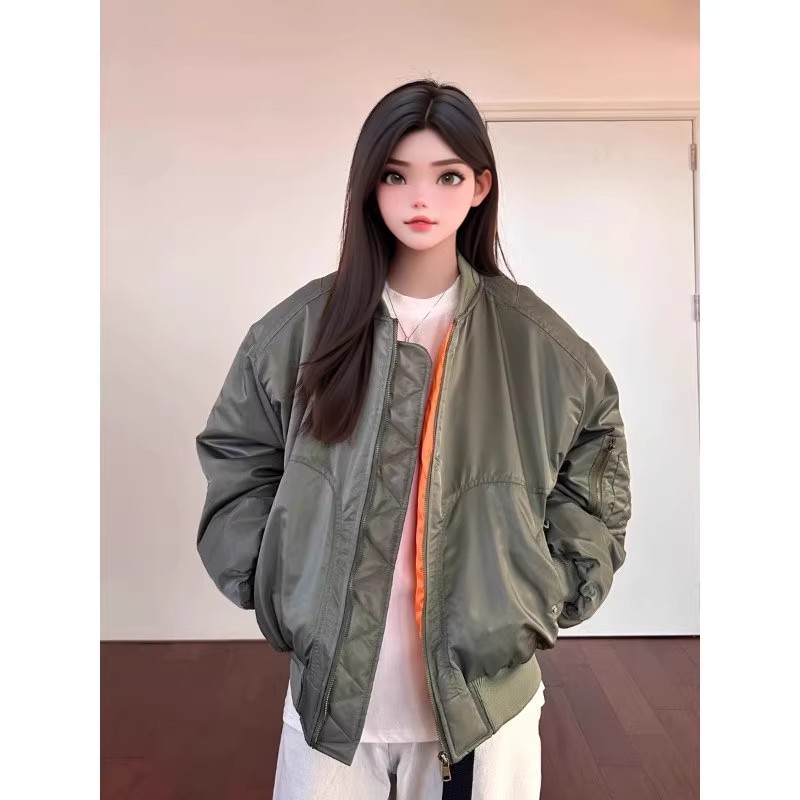 军绿色bomber棒球服飞行夹克外套男秋冬短款cleanfit美式棉服棉袄