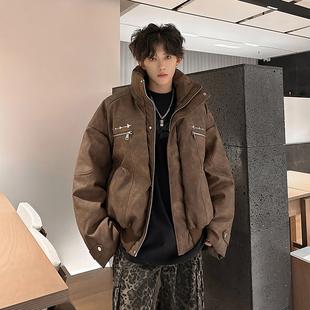 复古美拉德皮衣棉服男款冬季加厚保暖美式cleanfit短款棉衣外套潮