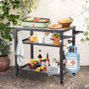 临亚手推车移动置物架餐车不锈钢厨房免安装储物架落地带轮茶水架