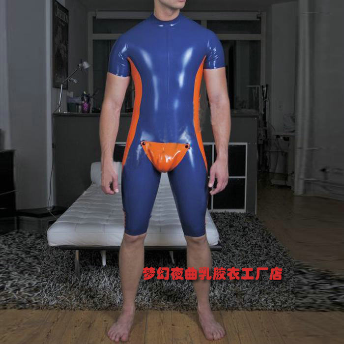 乳胶衣连体衣紧身衣男塑身摔跤服含档片胶衣LaTeX catsuit fetish