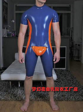 乳胶衣连体衣紧身衣男塑身摔跤服含档片胶衣LaTeX catsuit fetish