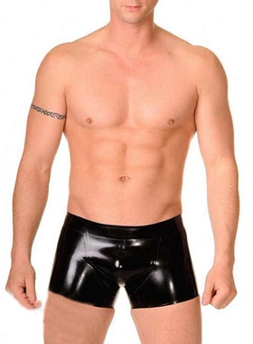 男性感乳胶平角裤 乳胶内裤 紧身 高弹力 包邮 latex pants