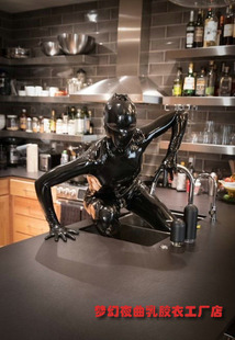 乳胶衣全包塑身衣连体衣高弹力胶衣眼部开网眼3D胸部立体裁剪义乳