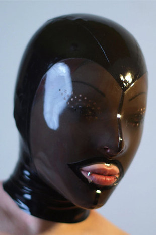 乳胶头套成人蜂窝眼乳胶面罩开网眼CD变装 面具头套全包乳胶衣