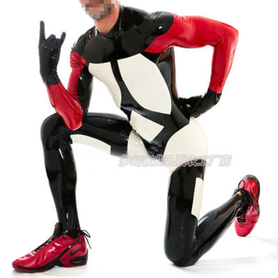 胶衣 乳胶紧身衣 cos服饰 拼色胶衣 性感贴身高弹 fetish latex