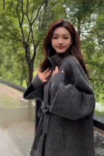 灰色斗篷双面羊毛大衣女短款秋冬2025新款羊毛外套小个子韩系气质