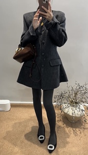 2025冬季新款气质圆领收腰双面羊毛大衣单排扣显瘦羊毛呢子外套女