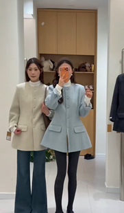 高级感收腰羊毛呢子西装外套女2025新款冬季双面羊毛大衣显瘦灰色