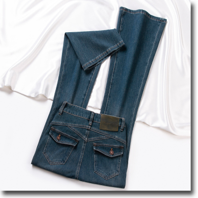 ZR ．「复古玺绿」加绒微喇叭牛仔裤女修身四面弹2025款高级感