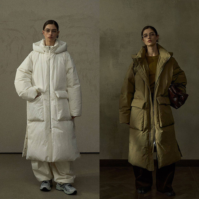 TINNTINN 90白鸭绒柔软微皱棉感棉被包裹廓形长款羽绒服,女装/女士精品,羽绒服,淘宝优惠券,粉丝福利购,淘宝优惠卷