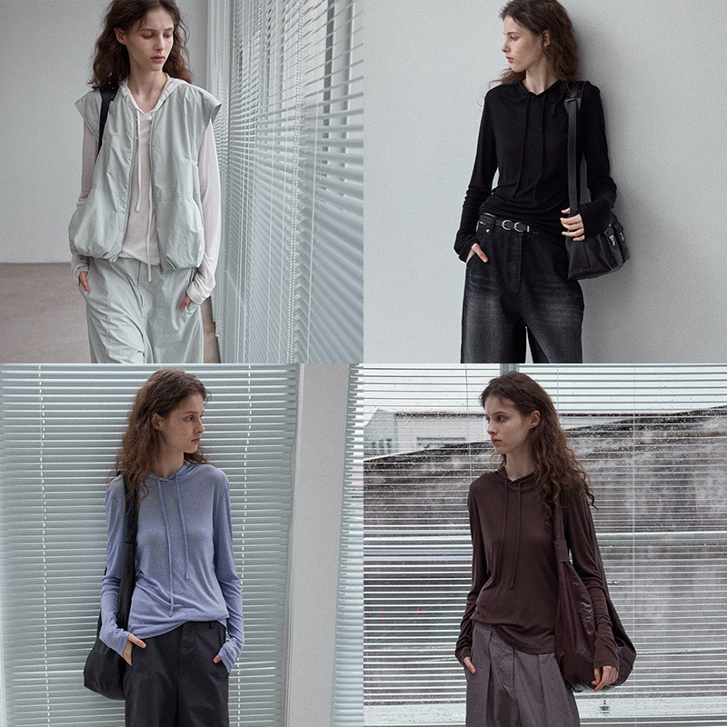 TINNTINN 天丝羊毛轻薄透气连帽套头针织衫